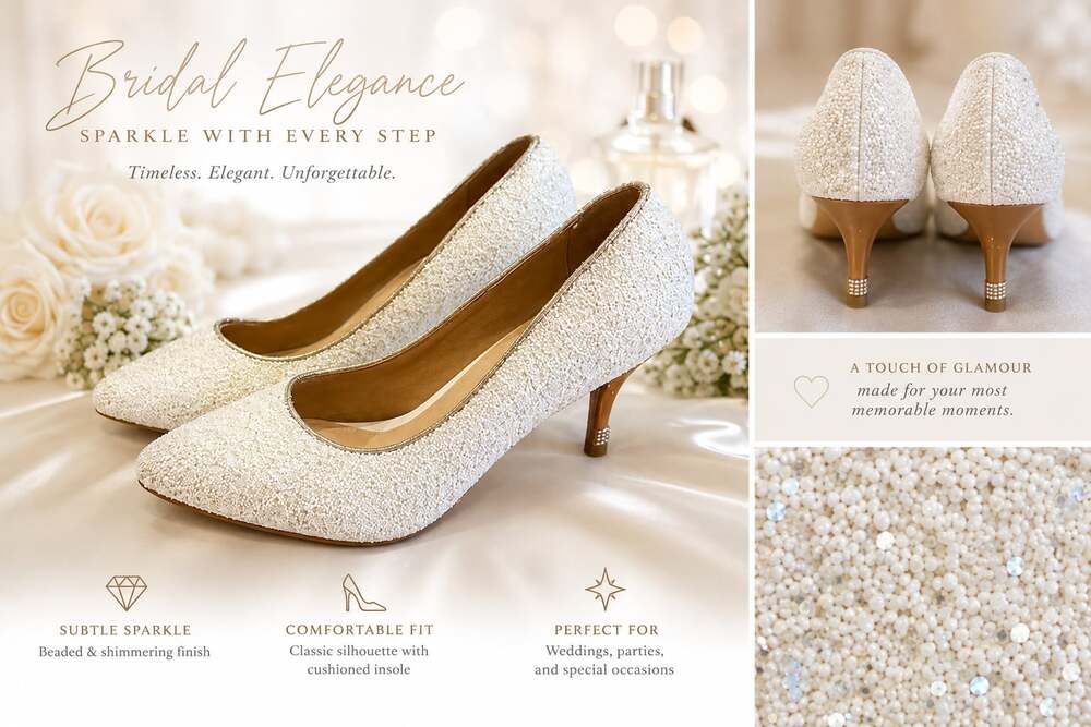 EUC WOMENS WHITE  WEDDING BRIDE HEELS SIZE 32​​​​​​​​​